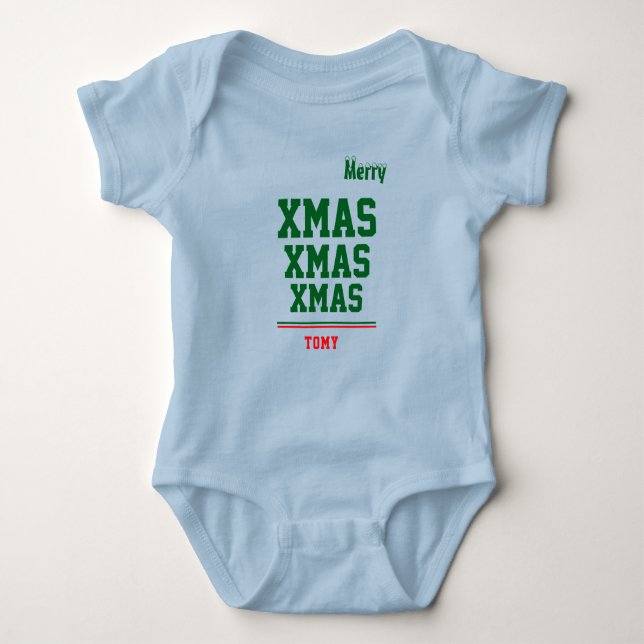 Christmas personalisiert Baby Jersey Bodysuit-Farb Strampler (Vorderseite)