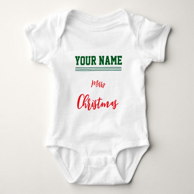 Christmas personalisiert Baby Jersey Bodysuit-Farb Strampler (Vorderseite)