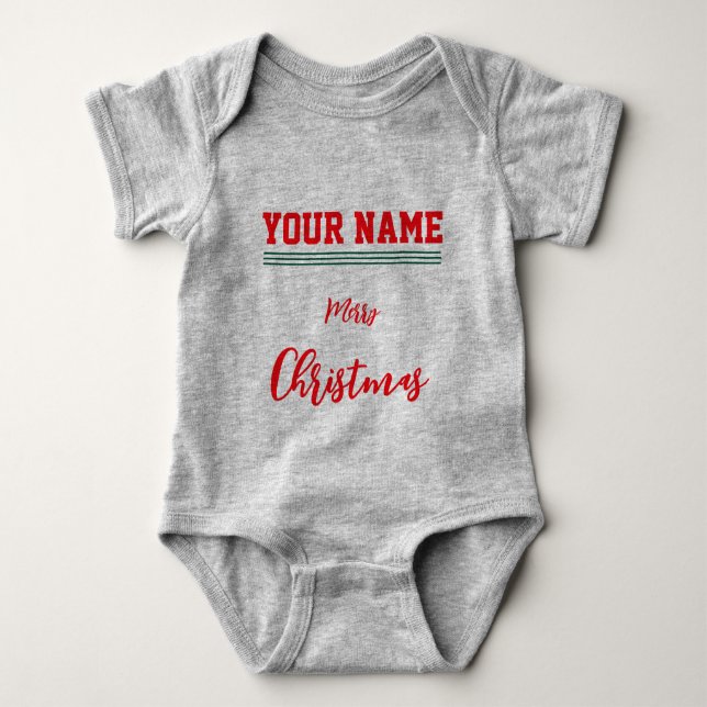 Christmas personalisiert Baby Jersey Bodysuit grau Baby Strampler (Vorderseite)