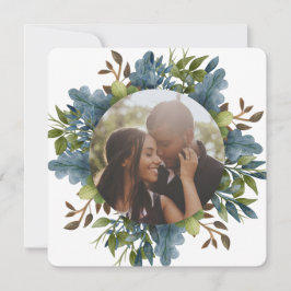 Christmas Personalisiert Blue Green Blätter Foto Feiertagskarte