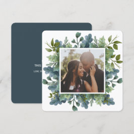 Christmas Personalisiert Blue Green Blätter Foto Feiertagskarte