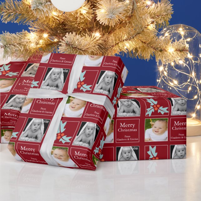 Christmas Personalisiert Holly Red Geschenkpapier (Feiertage)