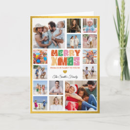 Christmas Photo Card With Golden Border Karte