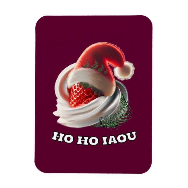 Christmas Photo Magnet Strawberry Cream NZ Fern  (Vertikal)