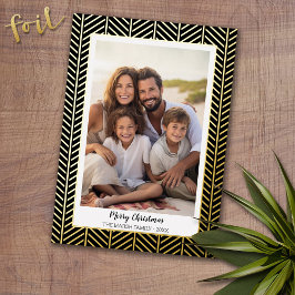 Christmas Photo with Herringbone Gold Border in Folien Feiertagskarte