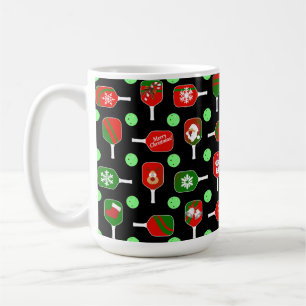 Christmas Pickleball Red Green Paddles Balls Black Kaffeetasse