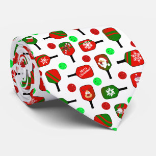 Christmas Pickleball Red Green Paddles Balls X-Mas Krawatte