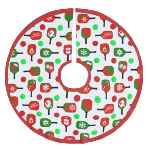 Christmas Pickleball Red Green Paddles Balls X-Mas Polyester Weihnachtsbaumdecke