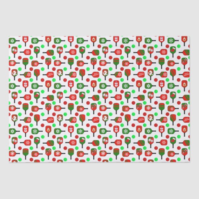 Christmas Pickleball Red Green Paddles Balls X-Mas Seidenpapier (Vorderseite)