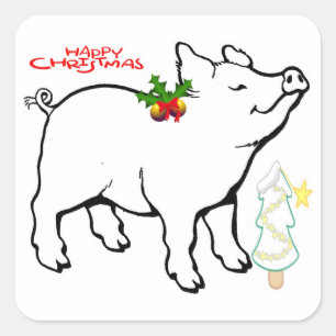 **CHRISTMAS PIG*** STICKER SAGT: "NUR WEIHNACHTEN