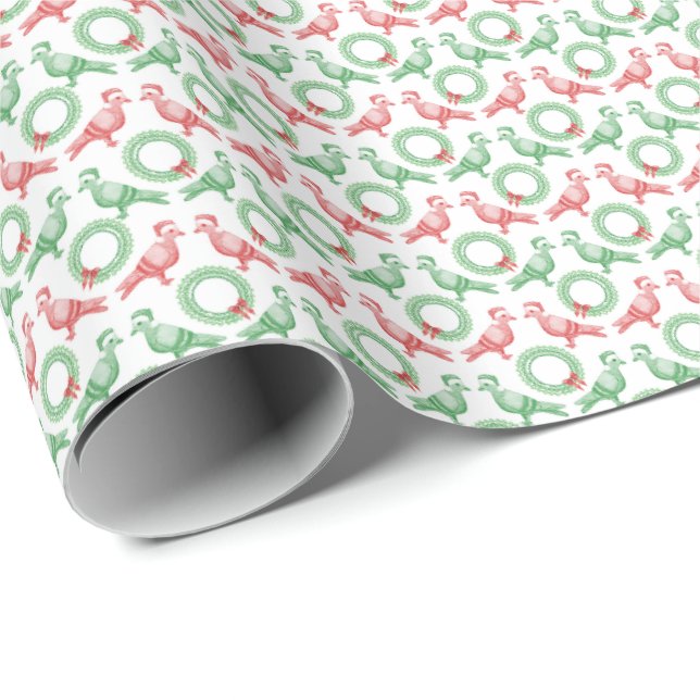 Christmas Pigeon Wrapping Paper Geschenkpapier (Rolleneckpunkt)