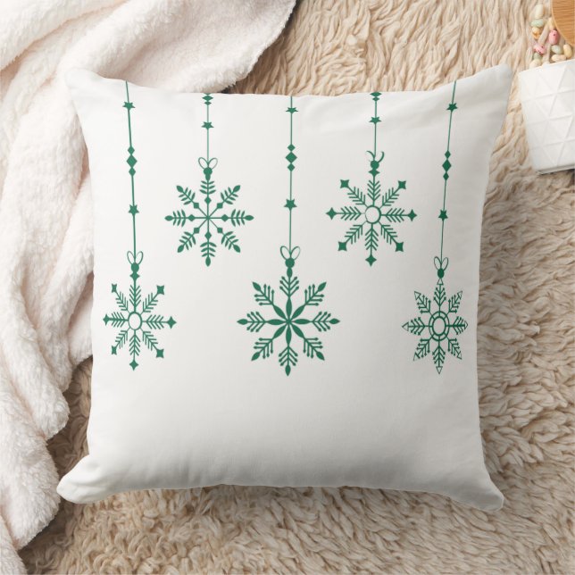 Christmas Pillow with Hanging Green Snowflakes & H Kissen (Decke)