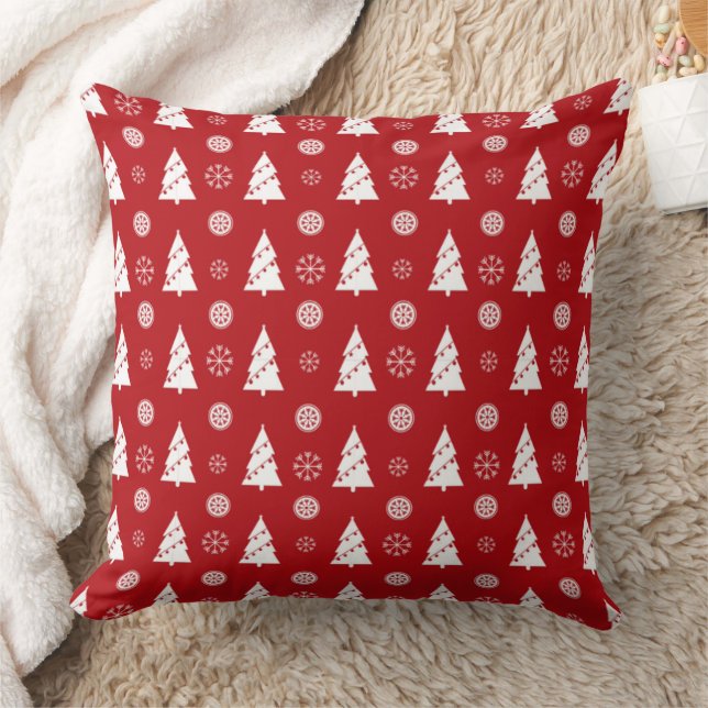 Christmas Pillow with Trees and Snowflakes Kissen (Decke)