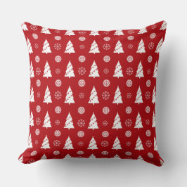 Christmas Pillow with Trees and Snowflakes Kissen