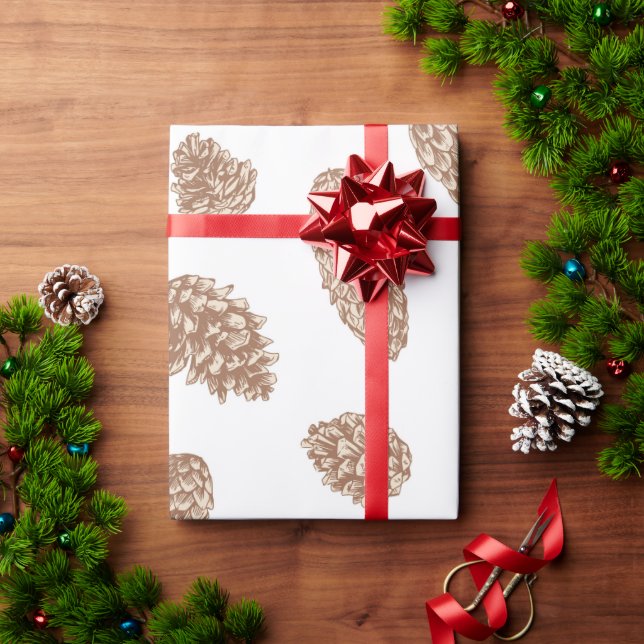 Christmas Pine Cone Muster Geschenkpapier (Feiertagsgeschenk)