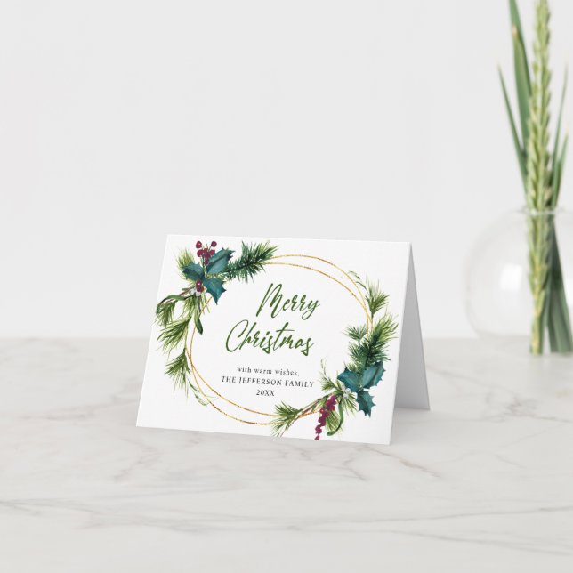 Christmas Pine Cones Rustic Gruß Feiertagskarte (Vorderseite)