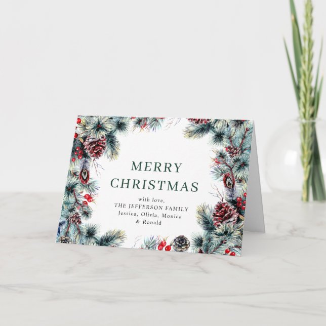 Christmas Pine Cones Rustic Gruß Feiertagskarte (Vorderseite)