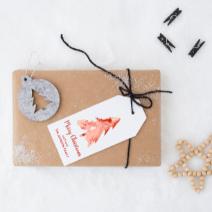 Christmas Pine Tree Red Minimalistisch Personalisi Geschenkanhänger