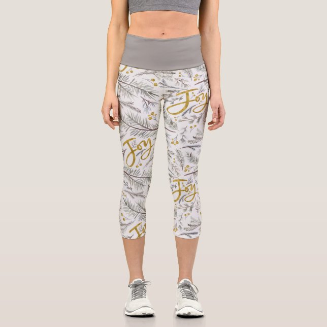Christmas Pine Twigs Capri Leggings (Vorderseite)