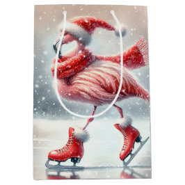 Christmas Pink Flamingo Ice Skaten Mittlere Geschenktüte