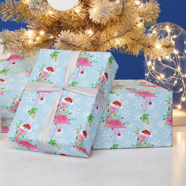 Christmas Pink Flamingo Muster Geschenkpapier (Feiertage)