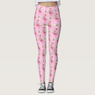 Christmas Pink Flamingo Muster Leggings