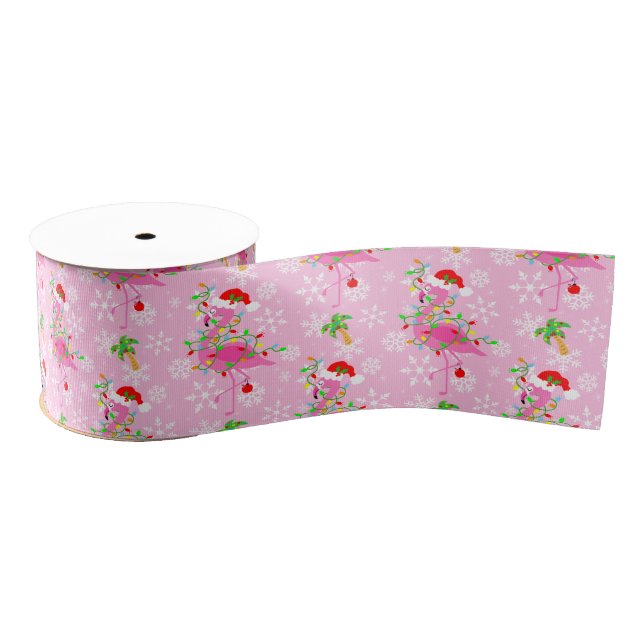 Christmas Pink Flamingo Muster Ripsband (Spule)