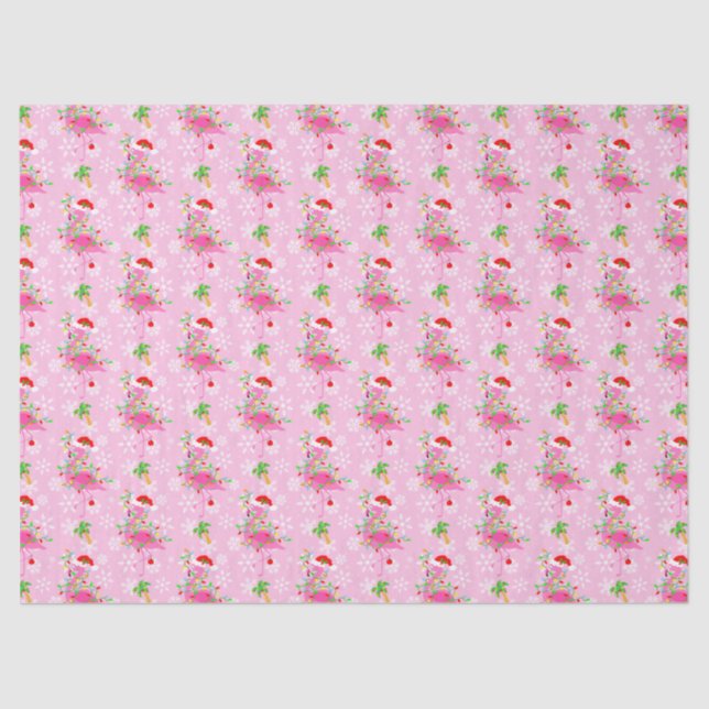 Christmas Pink Flamingo Muster Seidenpapier (Vorderseite)