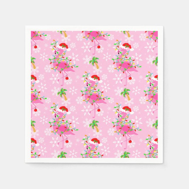 Christmas Pink Flamingo Muster Serviette (Vorderseite)
