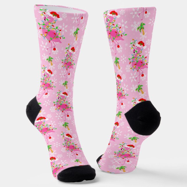 Christmas Pink Flamingo Muster Socken (Gewinkelt)