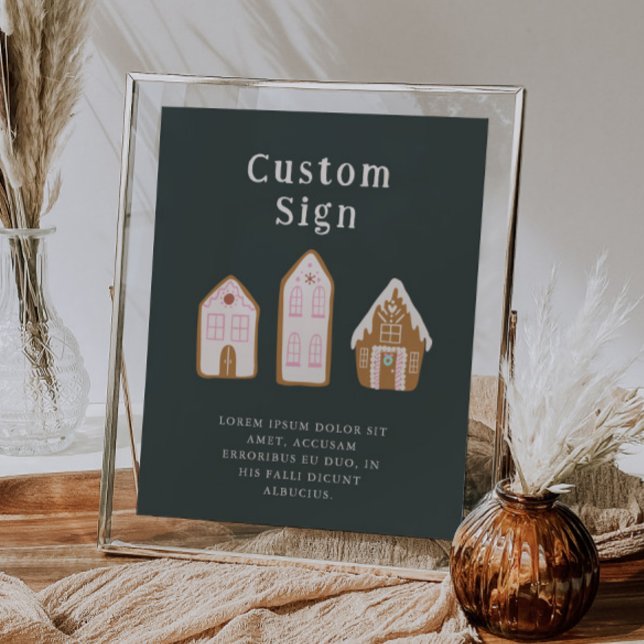 Christmas Pink Gingerbread House Custom Sign Poster (Von Creator hochgeladen)