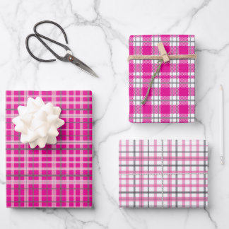 Christmas Pink Kariert Tartan Geschenkpapier Set