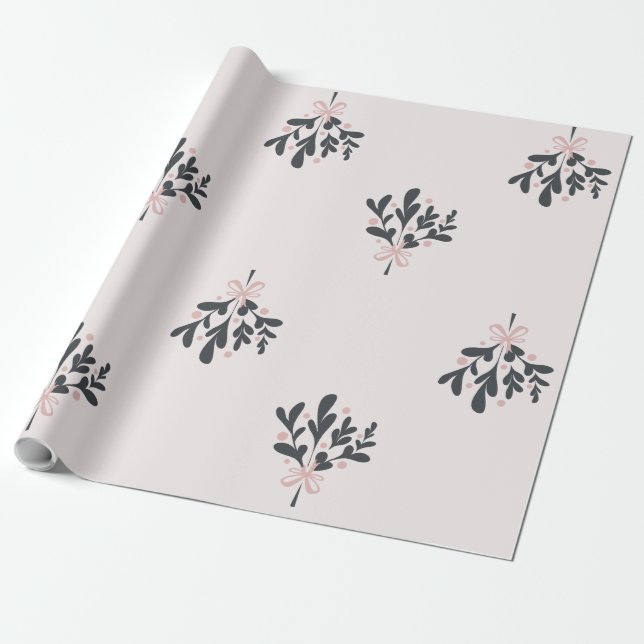 Christmas Pink Mistletoe Geschenkpapier (Ungerollt)