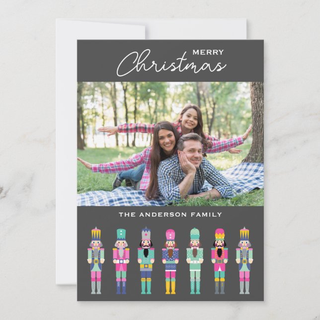 CHRISTMAS PINK NUTCRACKER FOTO GREETCARD EINLADUNG (Vorderseite)