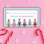 CHRISTMAS PINK NUTCRACKER GIFT STICKER ADRESSAUFKLEBER<br><div class="desc">Helle Farben Nutcrackkollektion</div>
