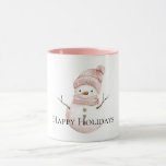 Christmas Pink White Snowman Tasse<br><div class="desc">Christmas Pink White Snowman</div>