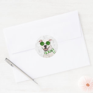 Christmas Pit Bull Dog Lover Runder Aufkleber