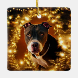 Christmas Pit Bull Keramikornament