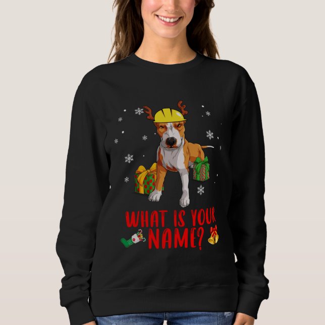 Christmas Pitbull Dog In A Reindeer Construction H Sweatshirt (Vorderseite)