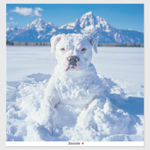 Christmas Pitbull Dog Snowman Aufkleber