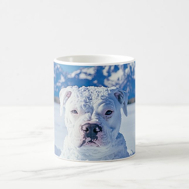 Christmas Pitbull Dog Snowman Kaffeetasse (Mittel)