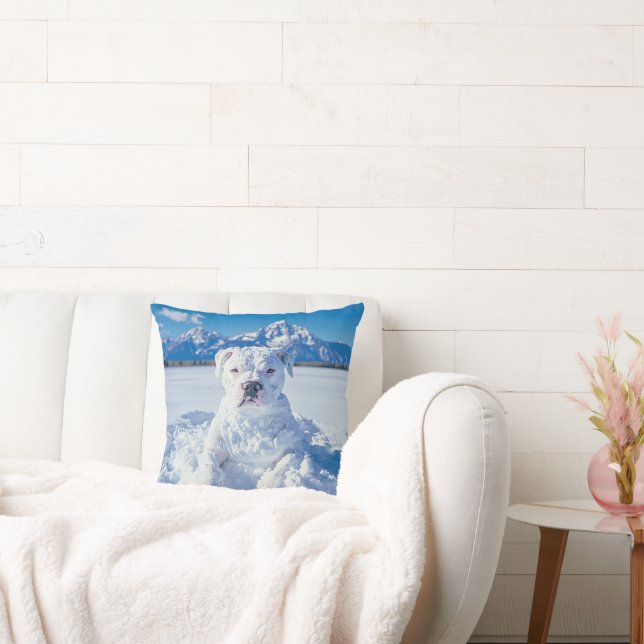 Christmas Pitbull Dog Snowman Kissen (Liege)