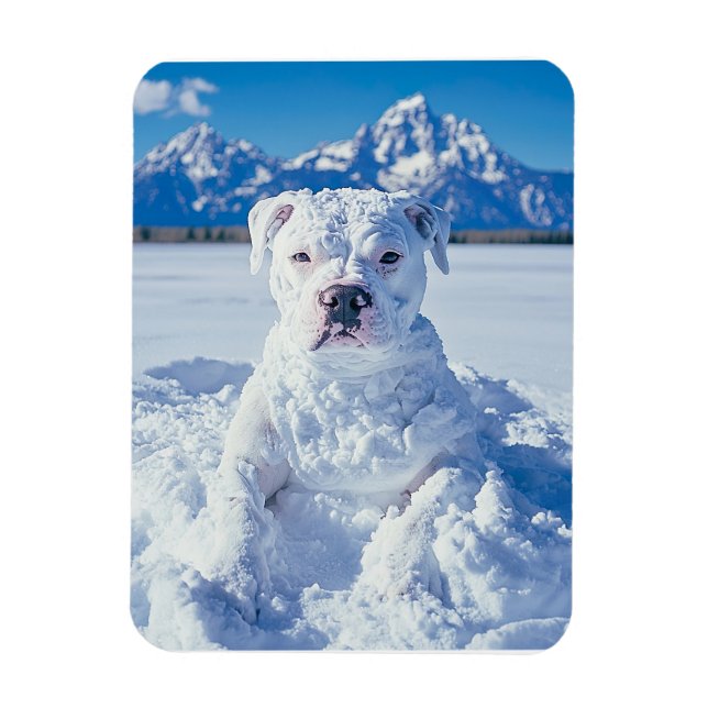 Christmas Pitbull Dog Snowman Magnet (Vertikal)