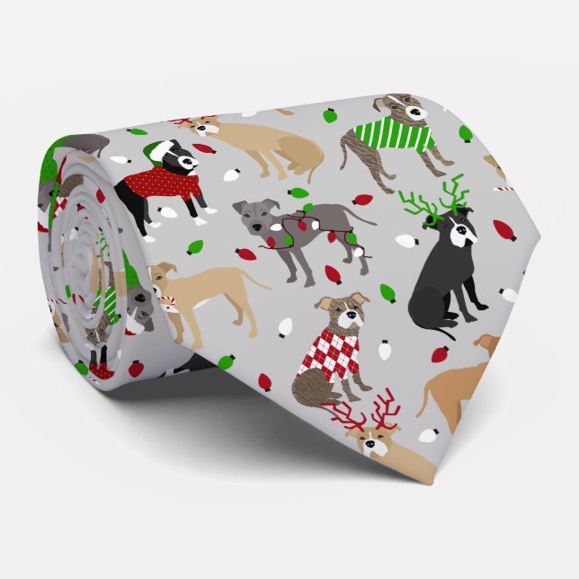 Christmas Pitbull Hogs Neck Tie Krawatte (Gerollt)