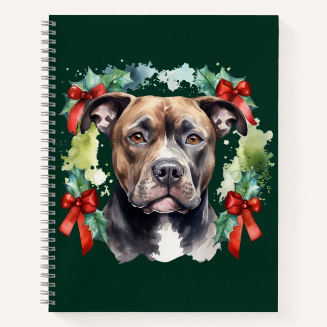 Christmas Pitbull Notizbuch (Vorderseite)