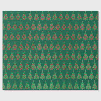 Christmas pixelated tree wrapping paper geschenkpapier