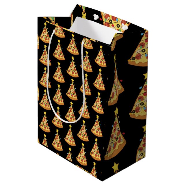 Christmas Pizza Lover Holiday Dinner Xmas Night  Mittlere Geschenktüte (Rückseite Schrägansicht)