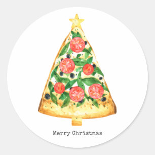 Christmas Pizza Slice Runder Aufkleber