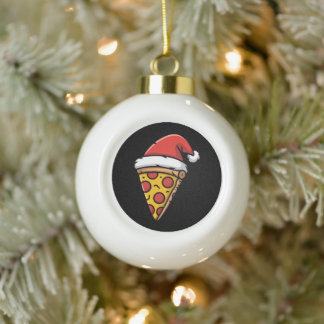 Christmas Pizza Slice Santa Hat Pepperoni Holiday Keramik Kugel-Ornament