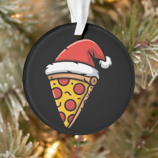 Christmas Pizza Slice Santa Hat Pepperoni Holiday Ornament